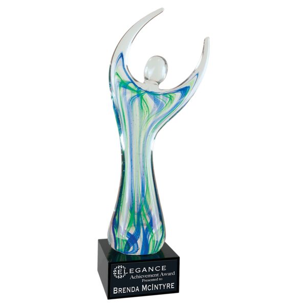 12" Raised Arms Art Glass with Square Base Thumbnail