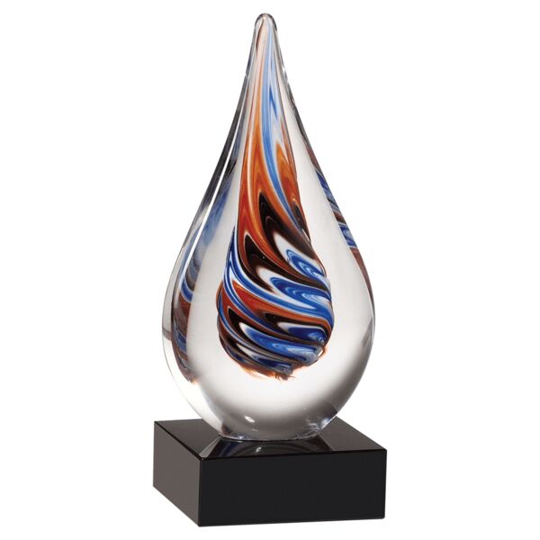 7 1/2" Teardrop Art Glass on Glass Base-No Plate Thumbnail