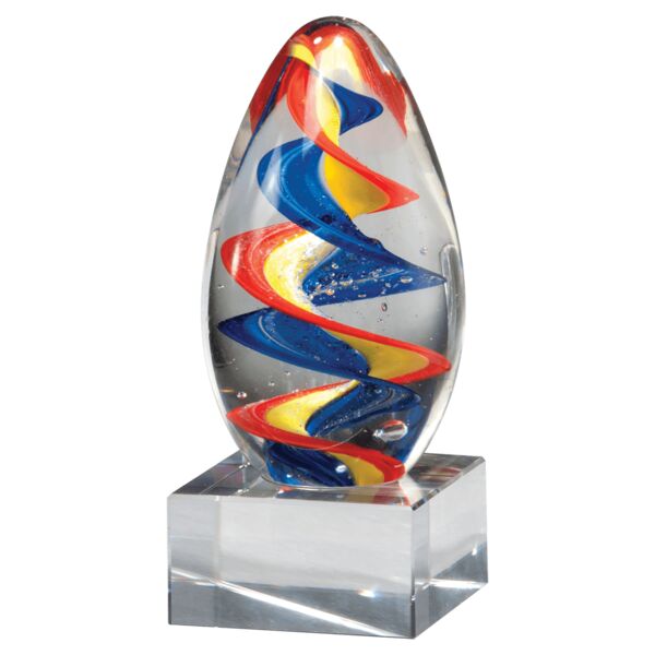6" Colorful Egg Shaped Art Glass on Glass Base-No Plate luminum Plate Thumbnail
