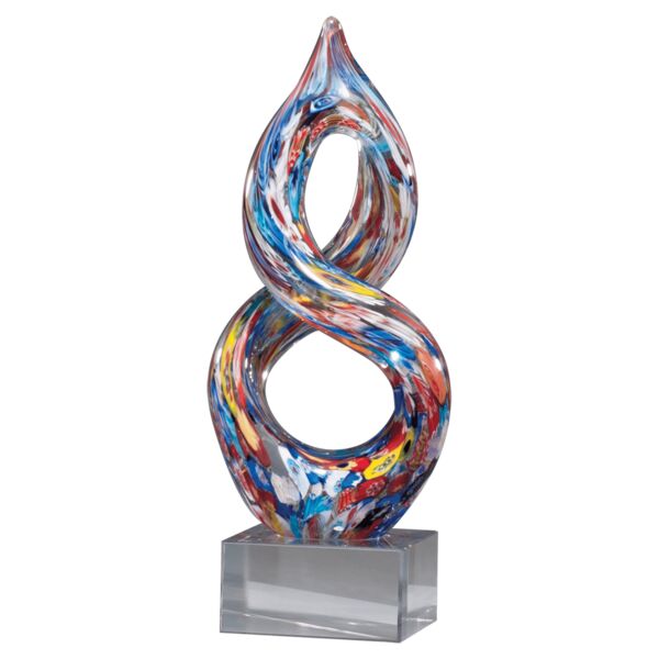 10" Helix Multi-Color Art Glass on Glass Base-No Plate Thumbnail