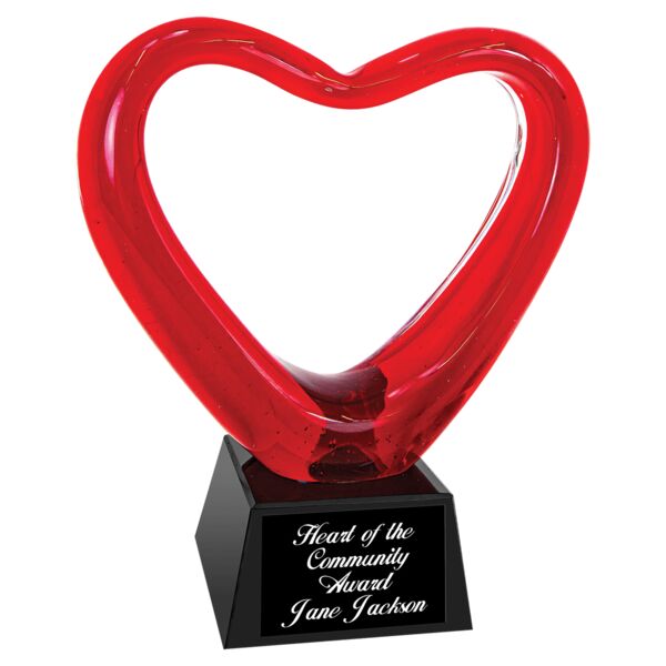 6 1/2" Heart Art Glass with Base Thumbnail