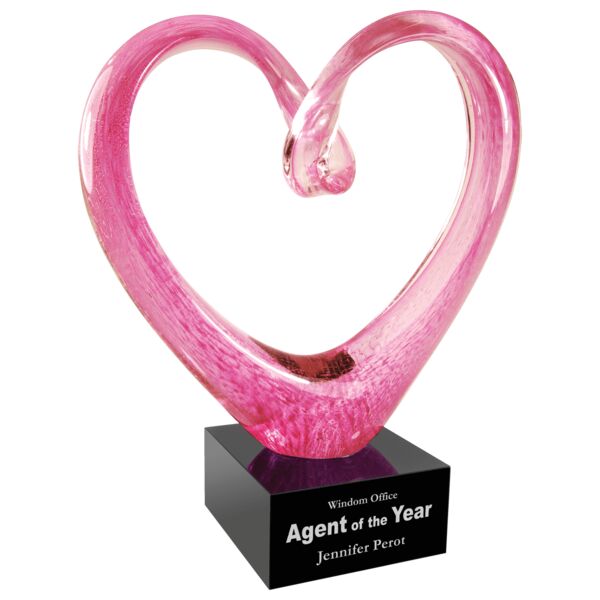 9" Glass Heart with Base Thumbnail