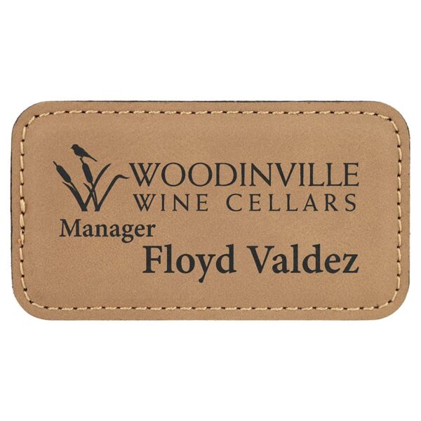 3 1/4" x 1 3/4" Laserable Leatherette Badge Blank with Magnet Thumbnail