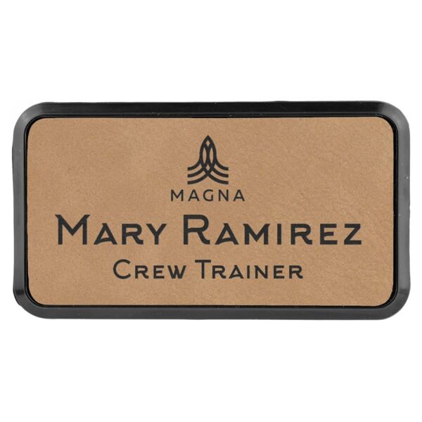 3" x 1 1/2" Laserable Leatherette Round Corner Badge & Frame Thumbnail