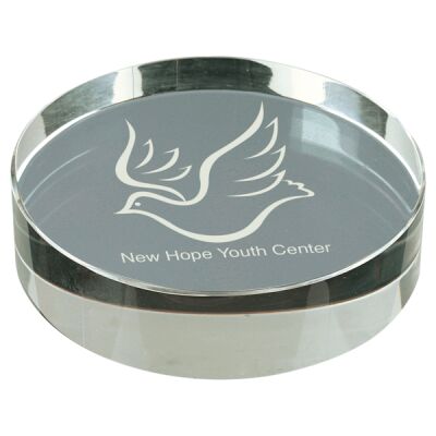 3 1/8" Crystal Round Paperweight Thumbnail