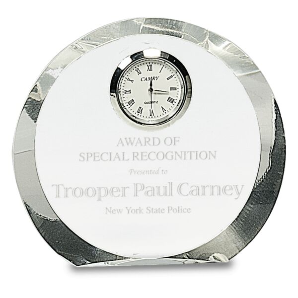 4 1/2" Crystal Round with Clock Thumbnail