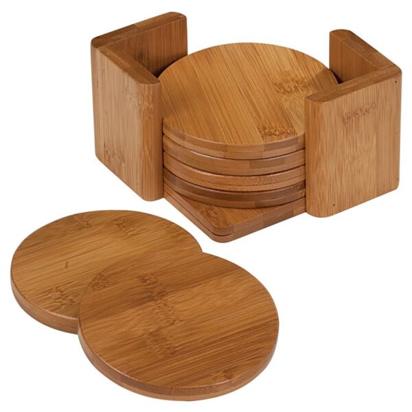 3 3/4" Round 6-Coaster Set with Holder Thumbnail