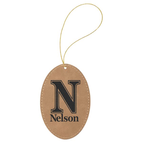 Laserable Leatherette Oval Ornament with String Thumbnail