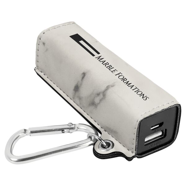 Marble Laserable Leatherette 2200 mAh Power Bank with USB Cord Thumbnail