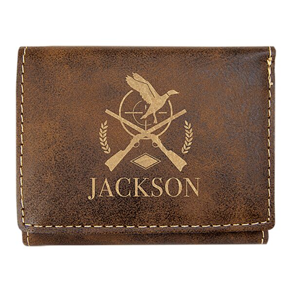 3" x 4" Rustic/ Laserable Leatherette Trifold Wallet Thumbnail