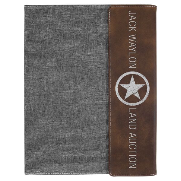 9 1/2"x12" Rustic/ Laserable Leatherette/ Canvas Portfolio w/Notepad Thumbnail