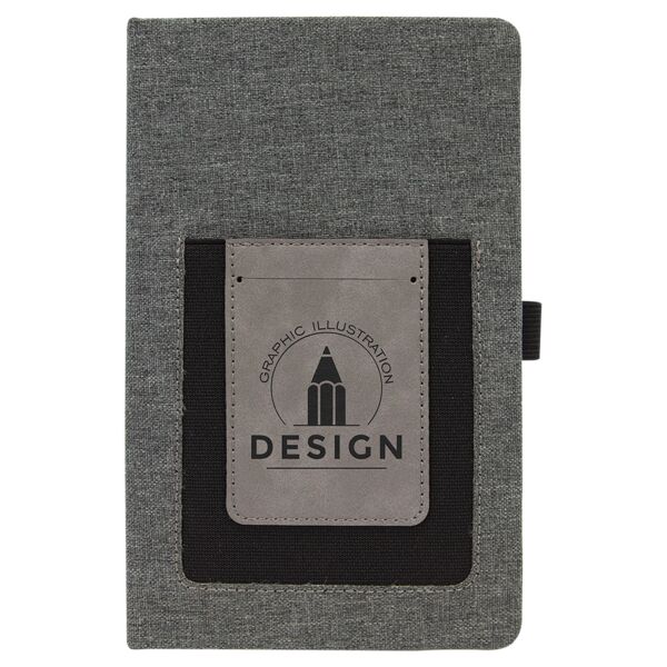 5 1/4" x 8 1/4" w/ Laserable Leatherette Journal with Cell/Card Slot Thumbnail