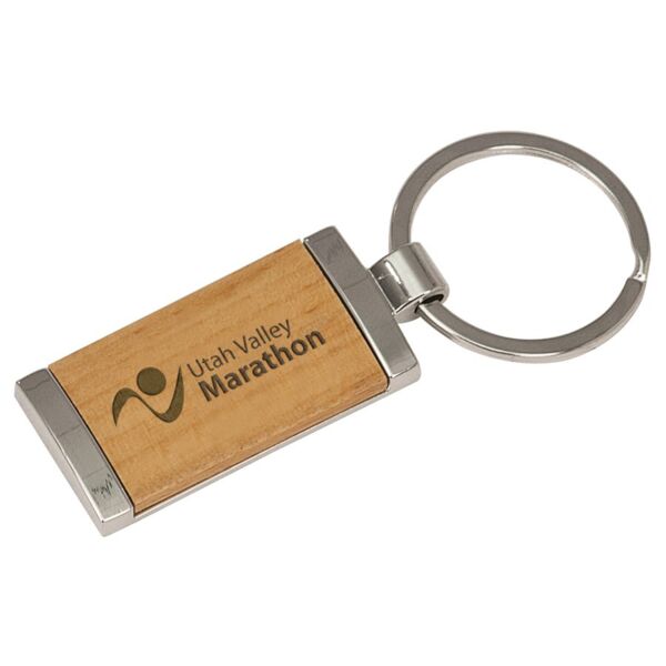 7/8" x 1 7/8" /Wood Laserable Rectangle Keychain Thumbnail