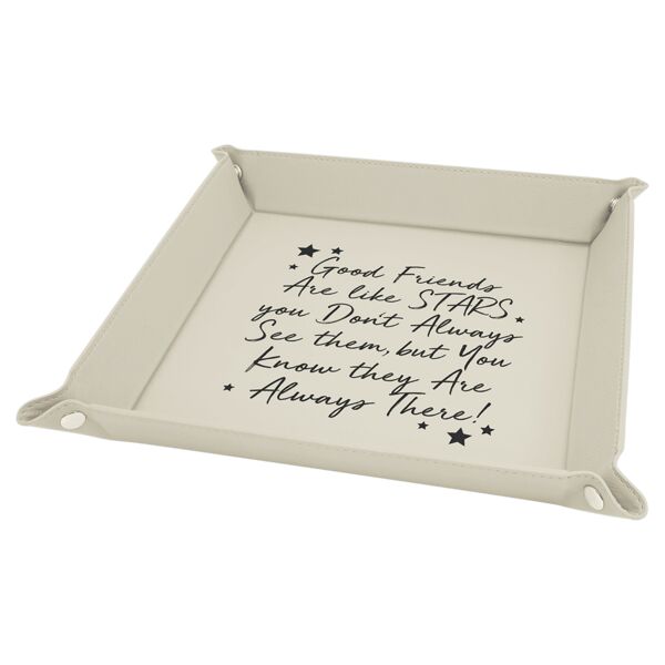 9" x 9" / Laserable Leatherette Snap Up Tray with Snaps Thumbnail