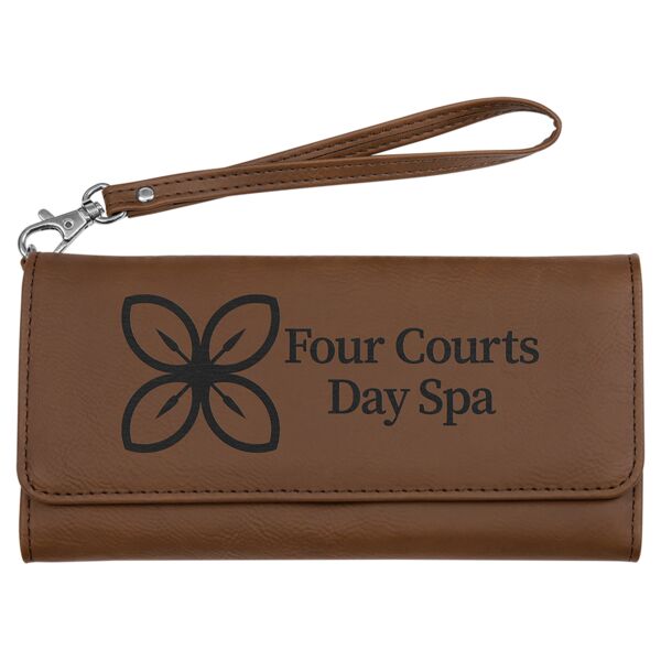 7 1/2" x 4" Laserable Leatherette Wallet with Strap Thumbnail