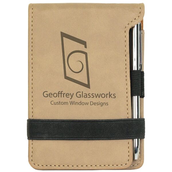 3 1/4" x 4 3/4" Laserable Leatherette Mini Notepad with Pen Thumbnail