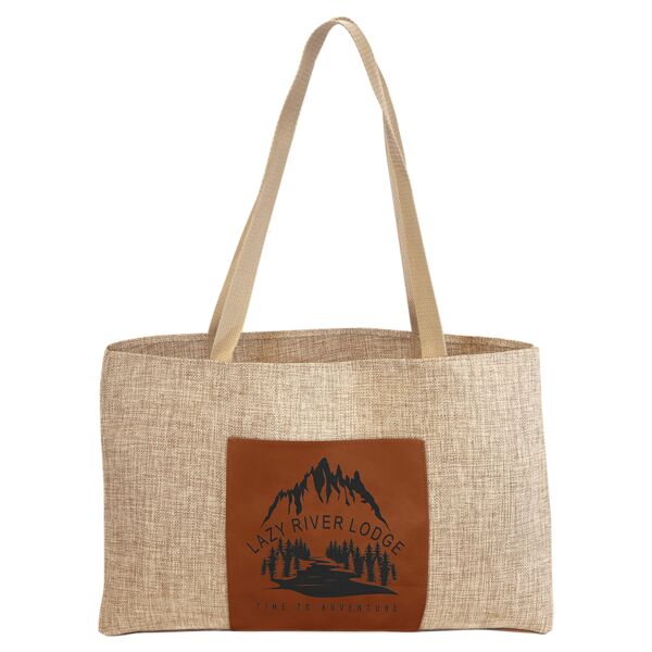 19" x 12" Burlap Bag with 5" Laserable Leatherette Gusset Thumbnail