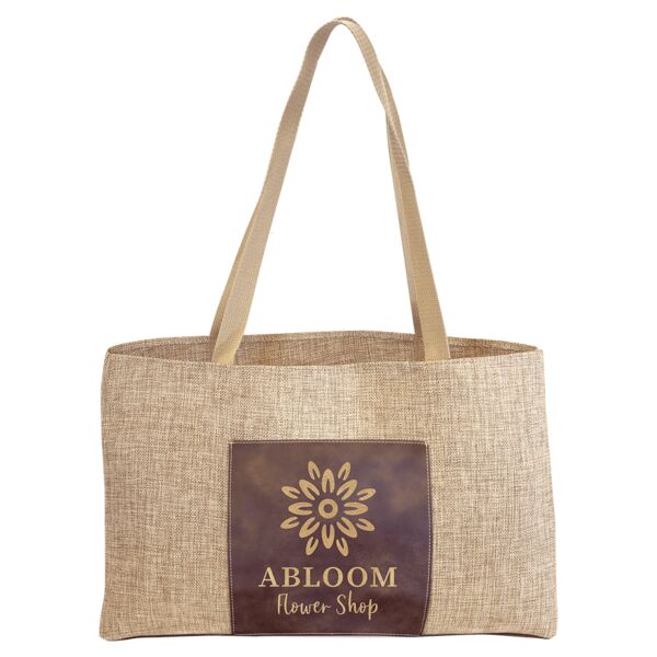 19" x 12" Burlap Bag with 5" Rustic/ Laserable Leatherette Gusset Thumbnail