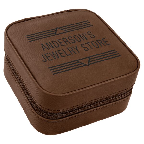 4" X 4" Laserable Leatherette Travel Jewelry Box with Tan Lining Thumbnail