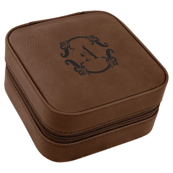 4" X 4" Laserable Leatherette Travel Jewelry Box with Lining Thumbnail