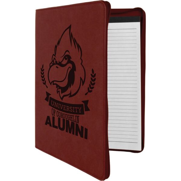 9 1/2" x 12" Rose with Zipper Laserable Leatherette Portfolio with Notepad Thumbnail