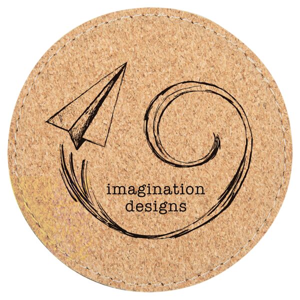4" Round Cork Coaster with Stitching Thumbnail