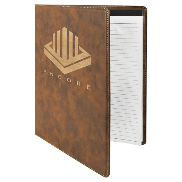 9 1/2" x 12" Rustic/ Laserable Leatherette Portfolio with Notepad Thumbnail