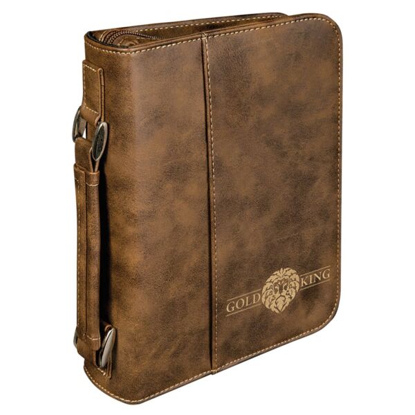 6 3/4" x 9 1/4" Rustic/ Leatherette Book/Bible Cover with Handle & Zipper Thumbnail