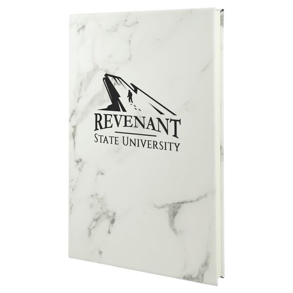 5 1/4" x 8 1/4" Marble Laserable Leatherette Journal with Lined Notepad Thumbnail