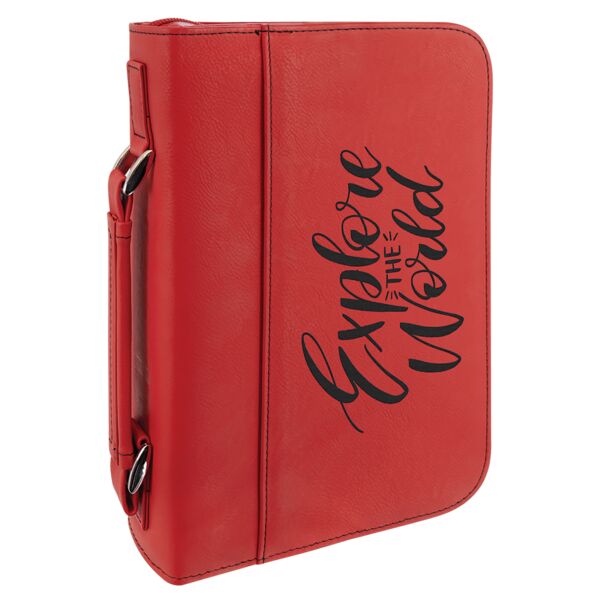 7 1/2" x 10 3/4" Leatherette Book/Bible Cover with Handle and Zipper Thumbnail