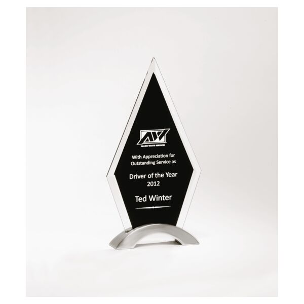 5 5/8" x 10" Beveled Glass with Silkscreen and Aluminum Accent Base Thumbnail