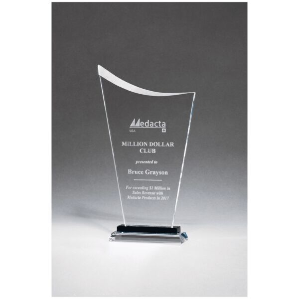 5" x 8 1/2" Contemporary Glass Award with Pedestal Base Thumbnail