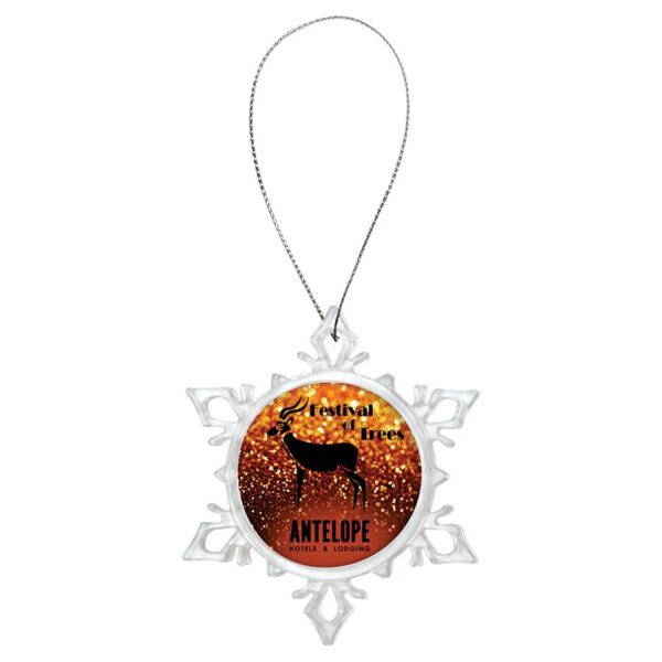 3 5/8" Snowflake Ornament with 2" Insert Holder & String (Insert Not Included) Thumbnail