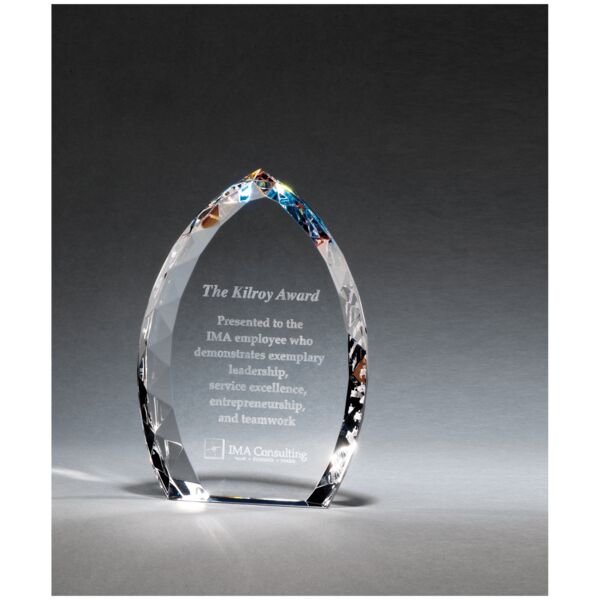 5" x 7" x 1 1/8" (Tapered) Crystal Flame with Jeweled Edge and Prism-Effect Thumbnail