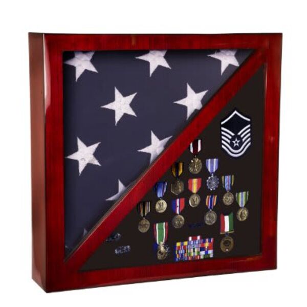 17 3/4" x 17 3/4" Piano Finish Flag & Memorabilia Display Case Thumbnail
