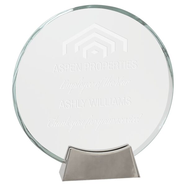8" Round Platinum Glass with Full Metal Base Thumbnail