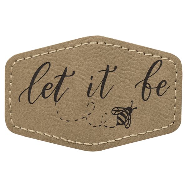 3" x 2" Hex Laserable Leatherette Patch with Adhesive Thumbnail