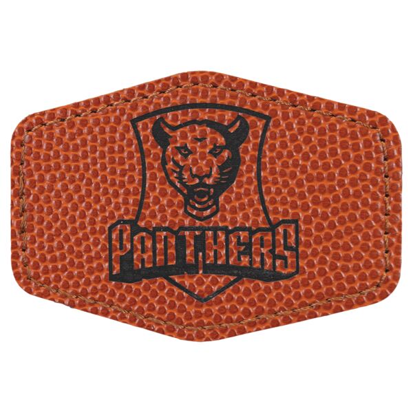 3" x 2" Hex Basketball Laserable Leatherette Patch with Adhesive Thumbnail