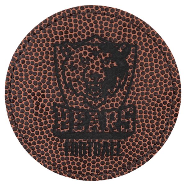 3" Round Football Laserable Leatherette Patch with Adhesive Thumbnail