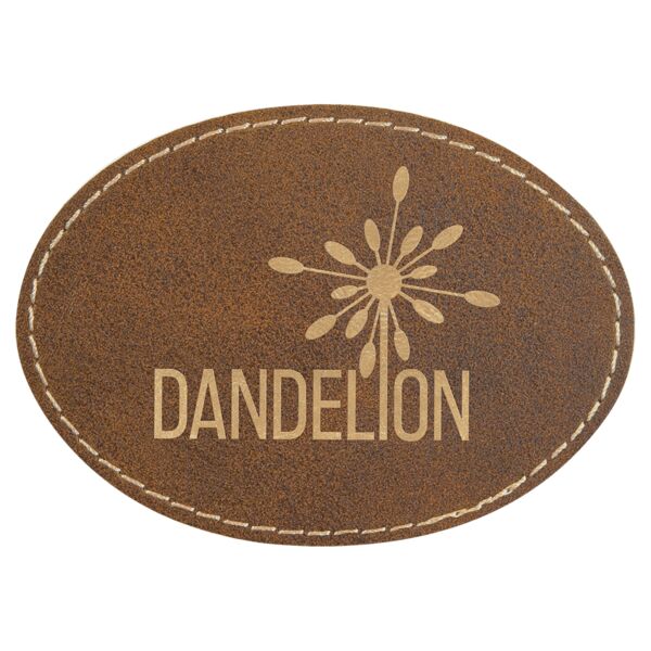 3 1/2" x 2 1/2" Rustic/ Laserable Leatherette Oval Patch with Kota Pro Adhesive Thumbnail