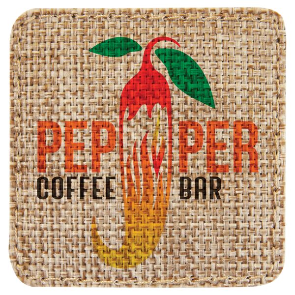 2 1/2" x 2 1/2" Burlap Square Sublimatable Patch with Adhesive Thumbnail