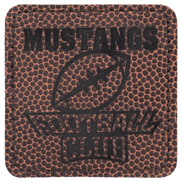 2 1/2" x 2 1/2" Square Football Laserable Leatherette Patch with Adhesive Thumbnail
