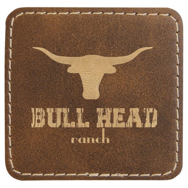 2 1/2" x 2 1/2" Rustic/ Laserable Leatherette Square Patch with Kota Pro Adhesive Thumbnail