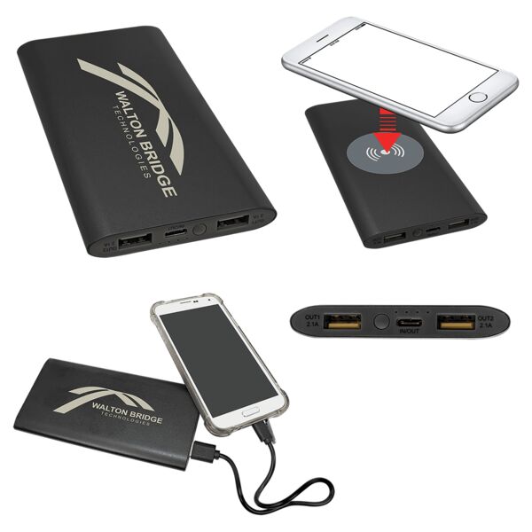 8000MAH Power Bank & Wireless Anodized Aluminum Charger with USB-C Cord Thumbnail