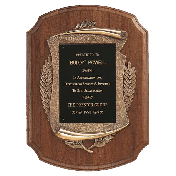 11" x 15" American Notch Corner Plaque w/Antique Scroll & Brass Plate Thumbnail