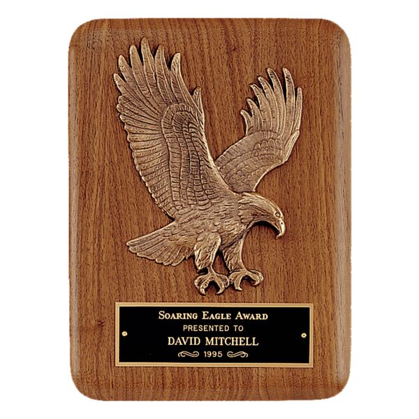 9" x 12" Solid American Plaque with Finely Detailed Eagle Relief Casting and Laserable Brass Plate Thumbnail