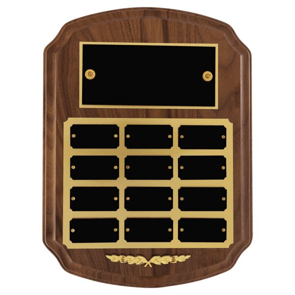 9" x 12"/Plates 1" x 2" American 12 Plate Perpetual Plaque with Brass Plates/ Trim Thumbnail