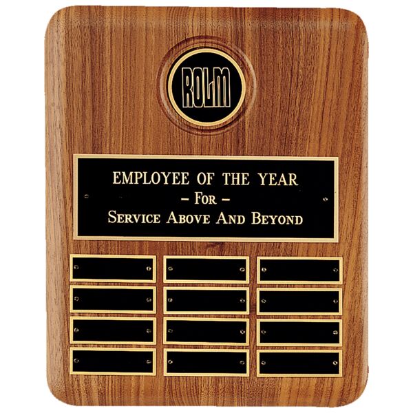 10 1/2" x 13" American 12 Plate Perpetual Plaque w/2 1/2" Brass Disc, Brass Plate Thumbnail