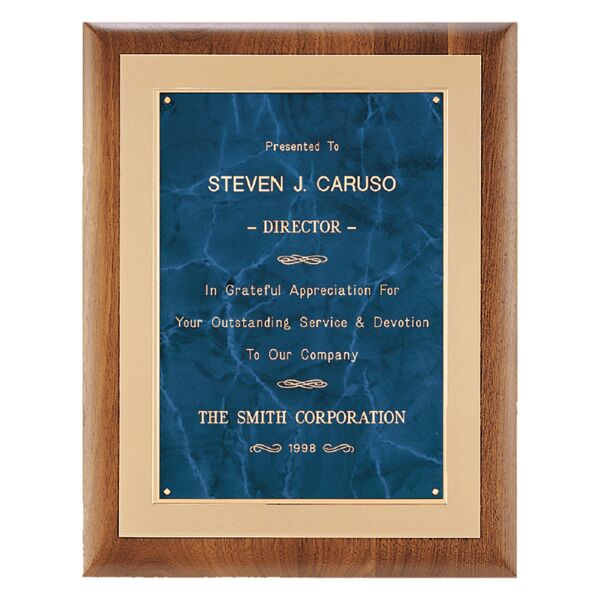 11" x 14" Airflyte Frame with Brushed Metal Background and Sapphire Marble LaserFX Plate Thumbnail