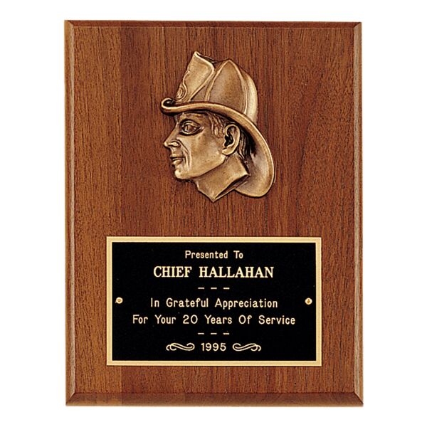 8" x 10" American Plaque with Firefighter Relief and Brass Plate Thumbnail